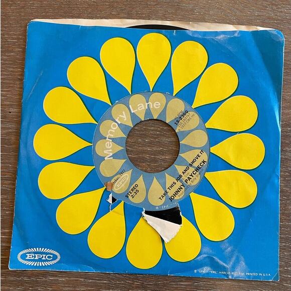 Johnny Paycheck Take This Job and Shove It 45 RPM Vinyl Record Epic 1977 - Picture 1 of 5